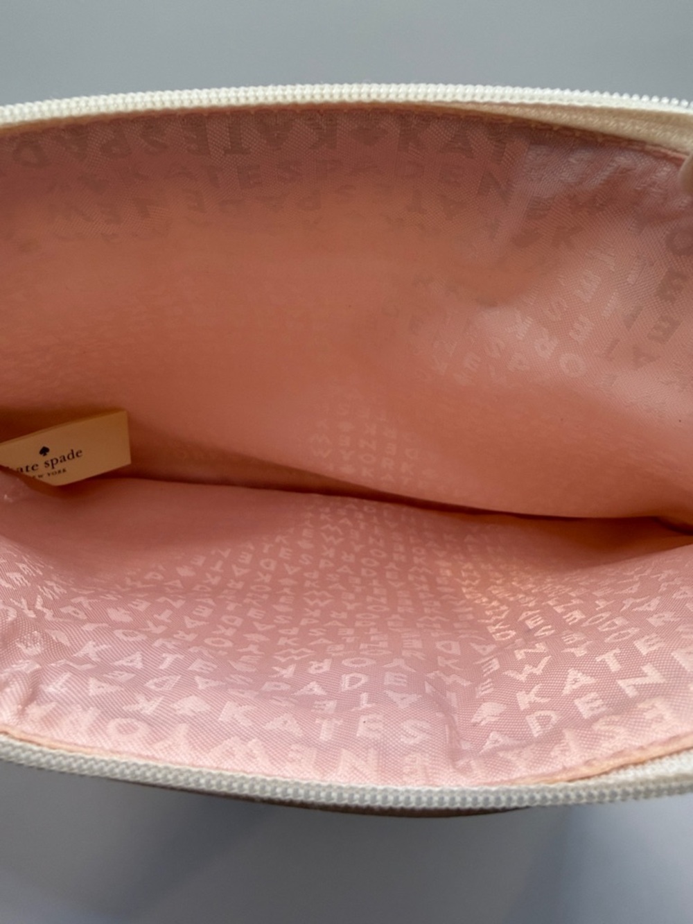 Kate Spade Cream Canvas Pouch with Pink & Orange Ice Cream Graphic - Picture 4 of 5
